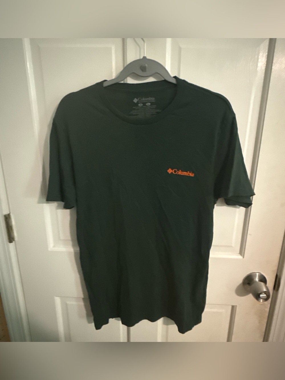 Columbia Dark Green Short Sleeve Tee with Orange Logo